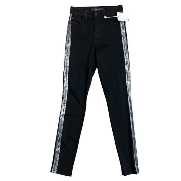 Joe’s Jeans Black Flawless The Charlie Snakeskin Tuxedo Stripe Skinny Jeans - Picture 1 of 11